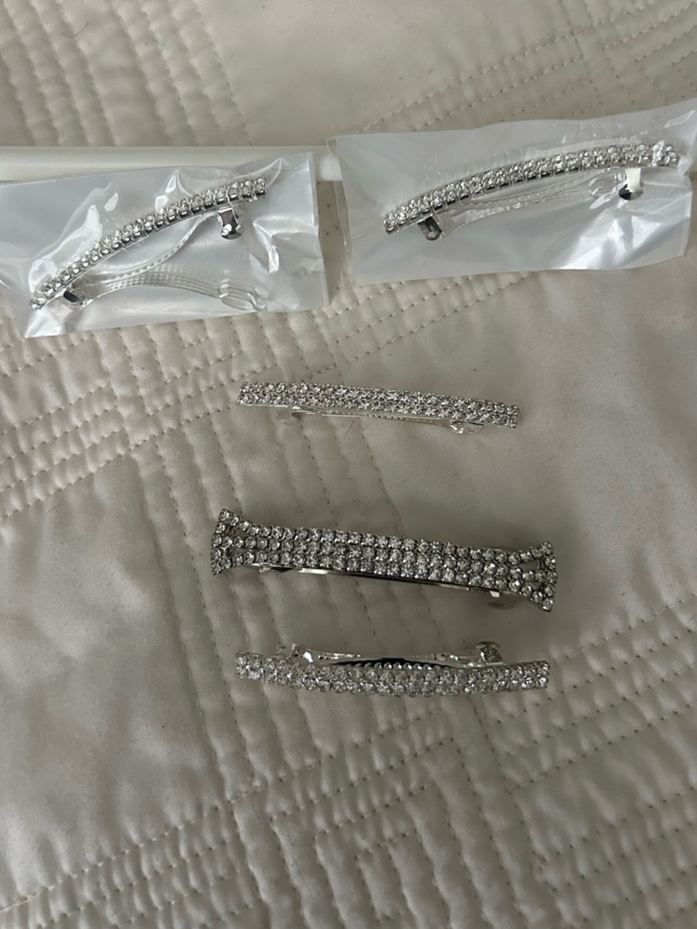 Silver Crystal Rhinestone Hair Clips - Women Accessories